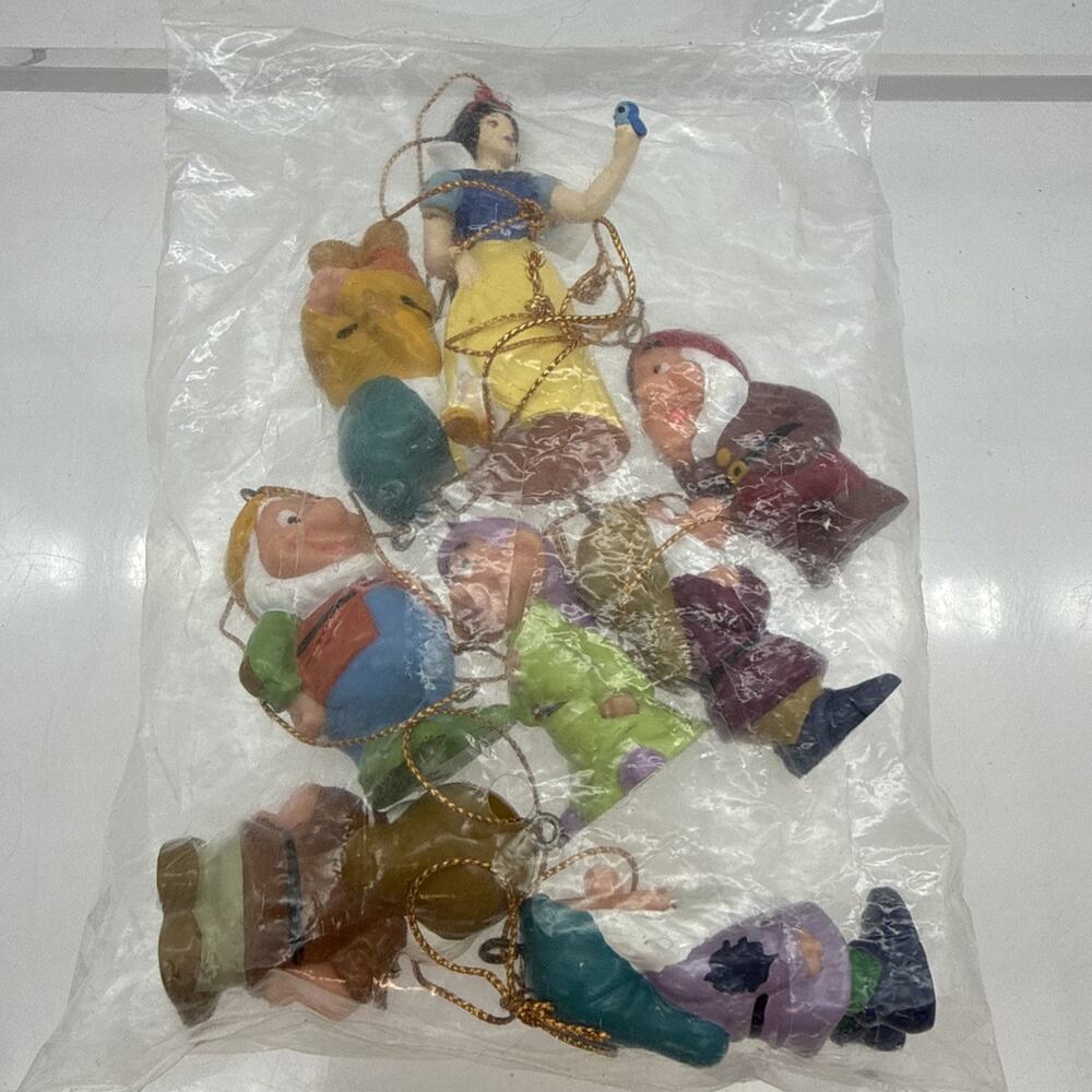 Disney Complete Set Of Snow White And The Seven Dwarfs PVC Christmas Ornaments